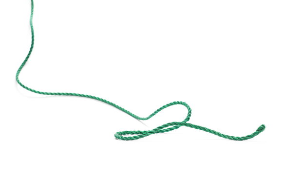 Green rope, cord isolated on white background