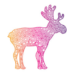 hand drawn for adult coloring pages with moose zentangle vector illustration color line gradient design