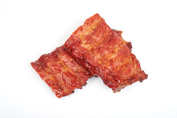 Roasted pork ribs isolated on white background