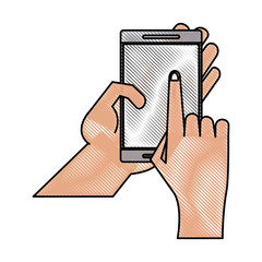 Hands with smartphone icon vector illustration graphic design