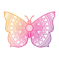 hand drawn for adult coloring pages with butterfly zentangle  vector illustration color line gradient design