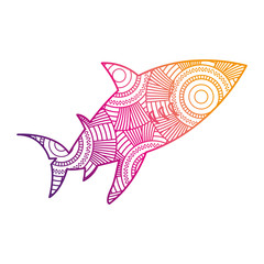 hand drawn for adult coloring pages with fish zentangle  vector illustration color line gradient design