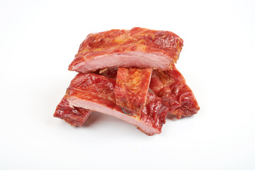 Roasted pork ribs isolated on white background