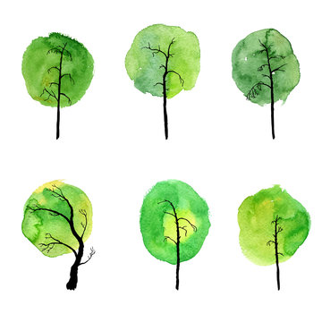 vector set of deciduous trees