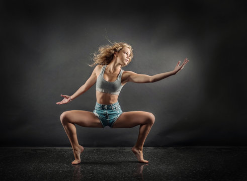 One person,  dancer, woman in dynamic beautiful action figure un