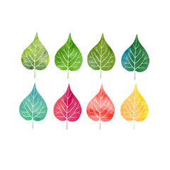 watercolor set of tree leaves