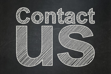 Marketing concept: text Contact Us on Black chalkboard background