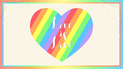Vector background for LGBT love concept with colorful rainbow heart