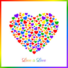 Vector background for LGBT love concept with colorful rainbow heart