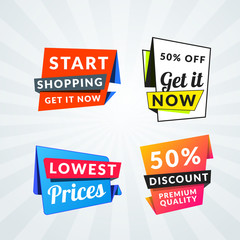 Set of sale banners and labels. Design elements for promotion. Vector illustration