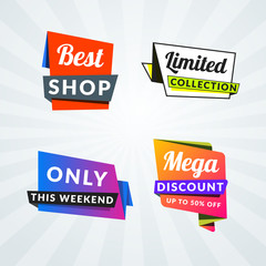 Set of sale banners and labels. Design elements for promotion. Vector illustration