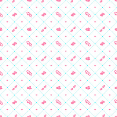 Seamless pattern on Valentines Day. Vector texture with red romantic signs on white background