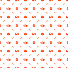 Seamless pattern on Valentines Day. Vector texture with red romantic signs on white background