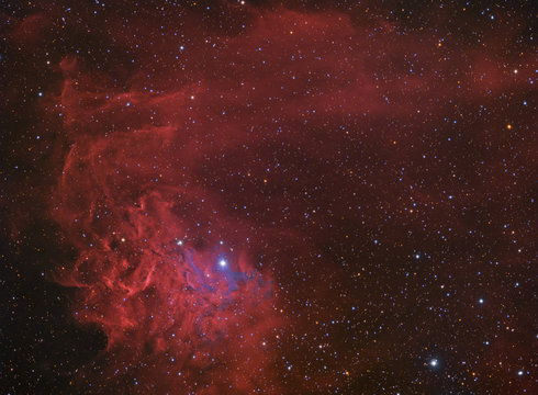Flaming star nebula (also known as IC 405, Sh2-229) in the constellation Auriga