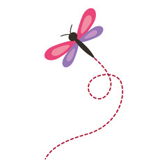 cute flying dragonfly natural animal vector illustration