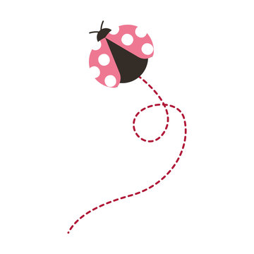 cute flying ladybug animal cartoon vector illustration