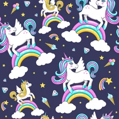 Printed kitchen splashbacks Unicorn Seamless pattern with cute unicorns. Vector illustration.