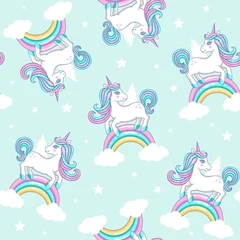 Printed kitchen splashbacks Unicorn Seamless pattern with cute unicorns. Vector illustration.