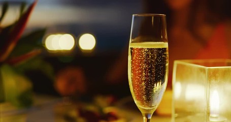 Couple enjoying romantic candle light dinner