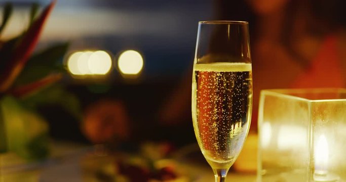 Couple enjoying romantic candle light dinner