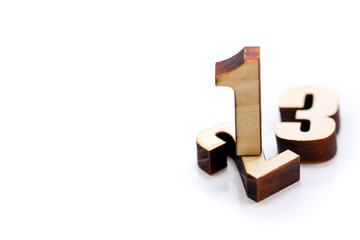 wooden number of 1 2 3 with white background,business Challenge concept.
