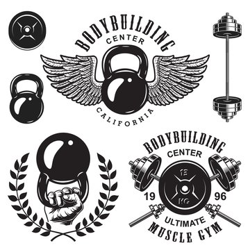 Set of bodybuilding emblems