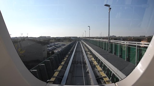 PoV of the passenger of the people mover of Pisa