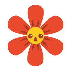 orange flower kawaii cartoon botanical icon vector illustration