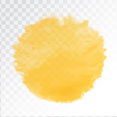 Vector yellow watercolor sun, isolated on transparent background. Illustration.