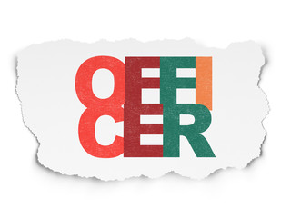 Law concept: Painted multicolor text Officer on Torn Paper background