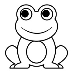 frog cute animal sitting cartoon vector illustration outline image
