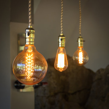 Vintage lighting for decoration in coffee shop