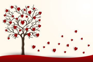 Valentine card For showcase love style paper art.