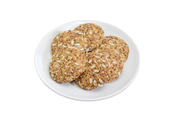 Sweet cookies sprinkled with sesame, flax and sunflower seeds