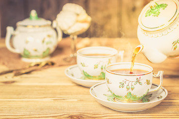 Teaware in retro style. Tea Party