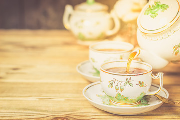 Teaware in retro style. Tea Party