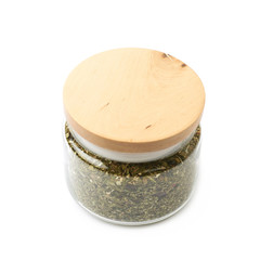 Mate tea leaves in a jar