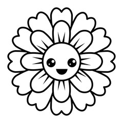 flower kawaii cartoon cute petals vector illustration outline image
