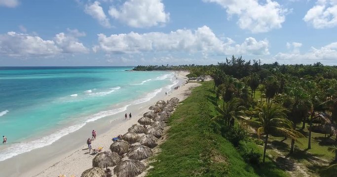 Varadero Cuba Caribbean Sea Beach From Sky Drone Flying