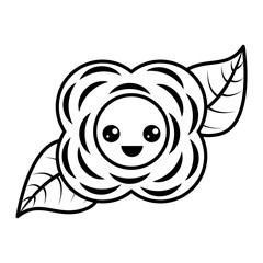 flower kawaii cartoon natural black and white image vector illustration outline image