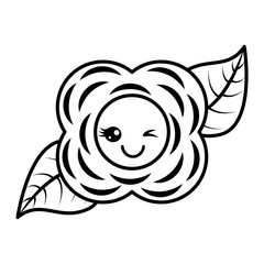 Fototapeta premium flower kawaii cartoon natural black and white image vector illustration outline image