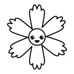 cute happy flower kawaii cartoon vector illustration outline image
