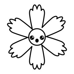 cute flower surprise kawaii cartoon vector illustration outline image