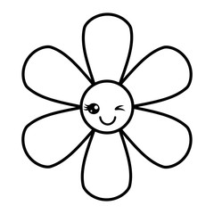 Fototapeta na wymiar flower kawaii cartoon botanical icon vector illustration outline image