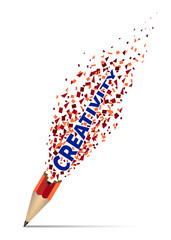 Destroyed pencil, concept of creative vision, vector illustration.