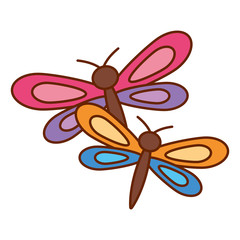 two dragonflies cute animal cartoon vector illustration