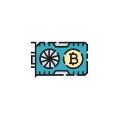 Vector Bitcoin Icon Mining Farm Design