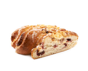 Sweet cinnamon pastry bun isolated
