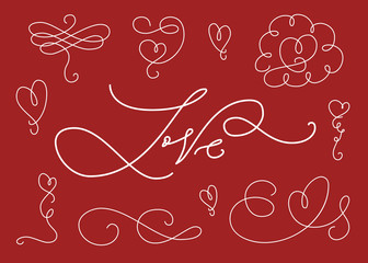 Romantic Calligraphic Elements Set