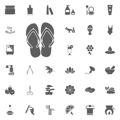 Flip flop icon. Spa and Recreation vector set icons. Set of 33 spa icons.